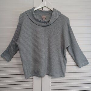 Chicos Top‎ Gray Ribbed Knit Cowl Neck Pullover Sweater Womens Small Chicos 0